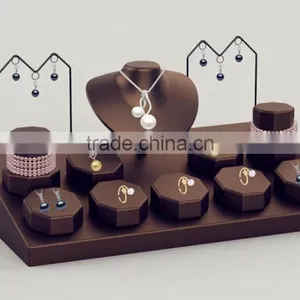 Custom Design Jewelry Decoration Shop Earring Necklace Ring Leather Jewelry Display Set thumbnail-5