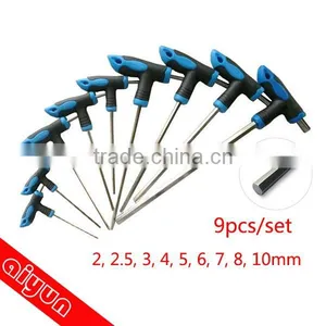 9pcs/set T Handle Allen Hex Key Wrench Spanner Set Hexagon Wrench Set T Type thumbnail-1