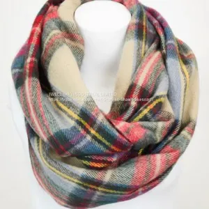 Winter Checked Acrylic Infinity Circle Loop Scarf China Supplier thumbnail-4
