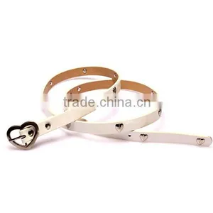 Wholesale Heart Rivet Decorated Heart Buckle Sex Women Lady Thin PU Waist Belt thumbnail-2