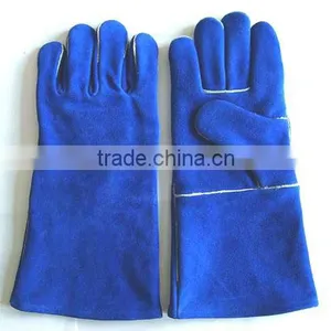 Blue Color Safety Gloves,Cow Split Leather Work Glove,Leather Welding Gloves thumbnail-1