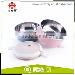 1.4L Two Layers Round Shape Heated Bento Stackable Stainless Steel Lunch Box thumbnail-2