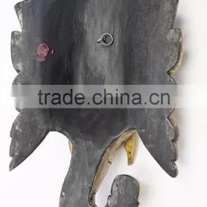 Hand Crafted Wooden Mask of Hindu Lord Ganesh Wall Hanging Made In Nepal thumbnail-4
