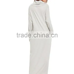 New Long Party Evening Dresses Casual Long Sleeve Cowl Neck Drop Shoulder Loose Pocket Shift Long Maxi Oversized Basic Dress thumbnail-6