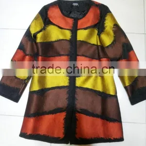 Winter Three Quarter Sleeve Cardigan Colorful Strips Women Coat Made in Sinkar thumbnail-4