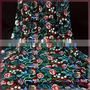 Colorful Flower Embroidered Tulle Lace Fabric, Elegant Shining Poly Mesh Embroidered Fabric thumbnail-1