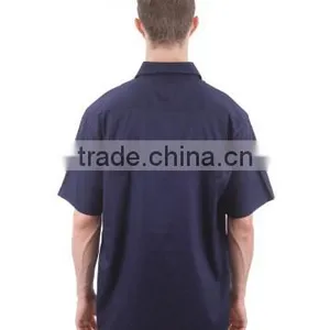 100% Cotton Preshrunk Drill Short Sleeve Navy Mens Work Shirts thumbnail-4