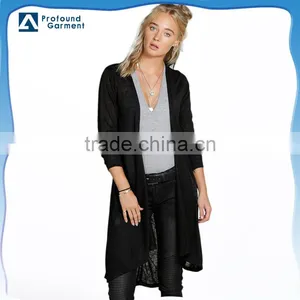 Latest Fashon Black Jersey Longline Cardigan for Women thumbnail-1