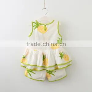 2017 Summer Girls Pineapple Embroidered Vest and Short Suit thumbnail-2