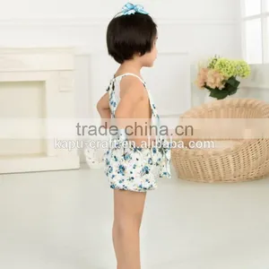 New Arrival Baby Cute Design Girls Satin Floral Lace Backless Sling Cotton Jumpsuit Romper For Kids thumbnail-6