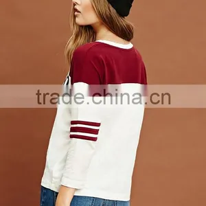 Custom Print Two Clolors Stitching 3/4 Sleeve Baseball t Shirt thumbnail-2