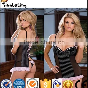 Tinaluling Black and Pink Sexy Lace Back Japanese Mature Women Sexy Lingerie thumbnail-1