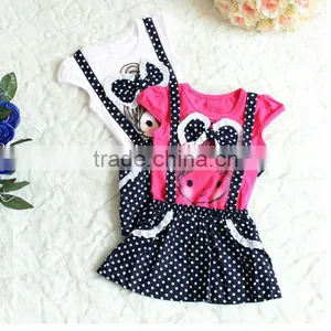 New Design Girls Kids Polka Dot Big Bowknot Little Girl Pattern Fake Two Piece Belt Dress Plus Size SV004092 thumbnail-1