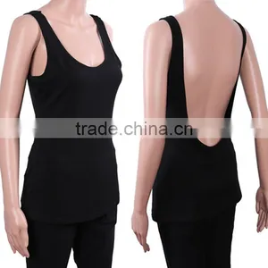 Cotton Crop Top Tank Top2014 New Arrive Women Different Size for Choice & Short Front Long Back Printed thumbnail-3