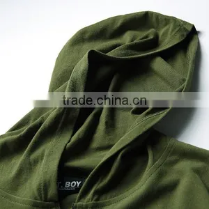 Cotton Short Sleeve Hoodie Army Greem t Shirt Men for Resale thumbnail-3