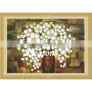 Custom Silver Flower Pattern Embroidery Diamond &Rhinestone Painting DIY Cross Stitch Kit Fabric For Living Room thumbnail-1
