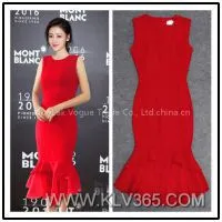 New Fashion Dress Design Elegant Ladies Red Mermaid Evening Dress thumbnail-1