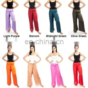 Thai Fisherman Pants Cotton 100% Wrap Unisex Yoga Boho Capri Long Trousers thumbnail-1