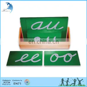 Wholesale Montessori Educational Toys Wooden Box Alphabet Letter Lowercase Sandpaper Double Letters Cursive thumbnail-3