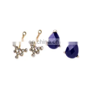 Emerald Blue Crystal Glass Drop Earrings Zircon Ear Jackets Fashion Jewelry thumbnail-1