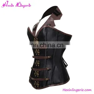 12 Boned Lace Up Brass Clasps Steampunk Overbust Full Body Corset thumbnail-2