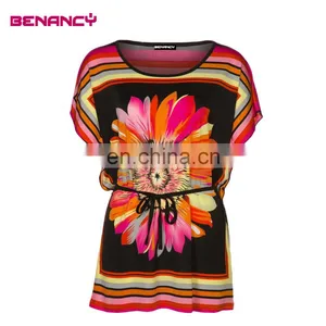 Tie Waist Paisley Multi Color Plus Size Women Ethnic Tunic thumbnail-3
