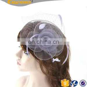 High Quality Elegant Design Rose Flower Handcraft Fascinator Hats With Veil Bridal Hair Accessories thumbnail-3
