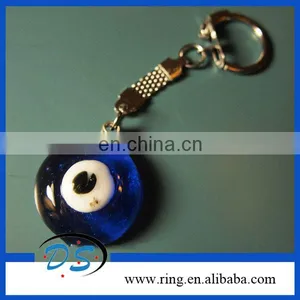 Trendy Turiksh Evil Eye Key Chain With Bule Glass Beads in Gold Tone Key Ring thumbnail-1