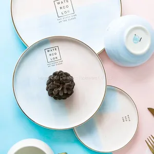 Wholesale Glazed Dinner Set Blue and White Ceramic Plate thumbnail-2