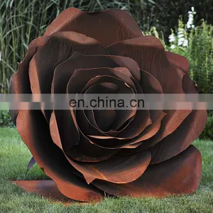 Garden Art Realistic Rose Corten Steel Sculpture thumbnail-4