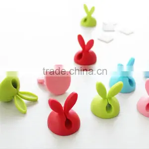 2016 Hot Sale Rabbit Ear Silicon Cable Organizer For Office Computer Winder Management Wire Storage Device USB Holder thumbnail-2