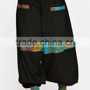 Indian Men Women Unisex Multi Color Cotton Alladin Harem Pants With Stylish Two Pockets thumbnail-1