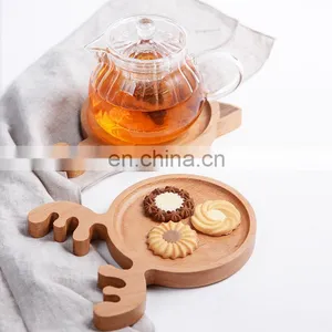 Creative Good Quality Bamboo Antler Shaped Serving Plate Tray Christmas Snack Food Elk Decorative Tray thumbnail-1