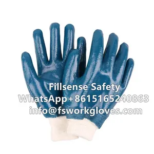 Heavy Duty Knit Wrist Cotton Jersey Liner Nitrile Fully/Half Coated Work Gloves thumbnail-5