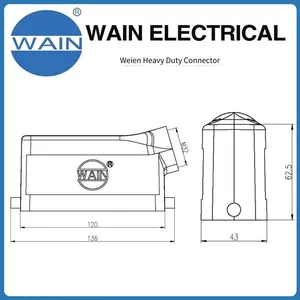 Wain Heavy-duty Connector H24b-se-2b-m32, Rectangular Connector With Metal 24b Housing, Aviation Plug thumbnail-3