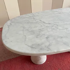 Modern Luxury Fashionable Design Style Carrara White Marble Stone Dining Table for Villa Apartment Hotel Dininig Room Furniture thumbnail-3