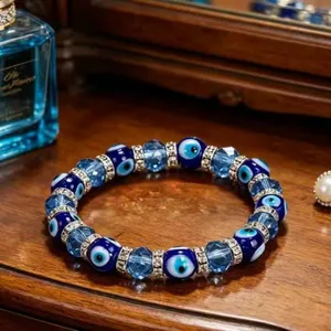Shiny Blue Eye Crystal Inlaid Rhinestone Bracelet, Daily & Party Wear Accessory thumbnail-3