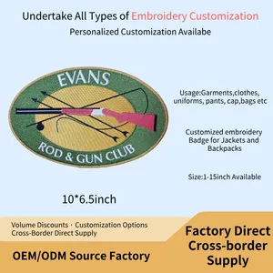 Embroidered Patches Eco-Friendly Twill Big Size Sew-On for Hats Jackets High Quality Small MOQ thumbnail-3