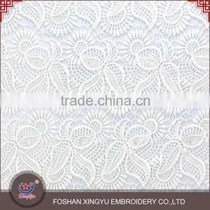 Professional OEM/ODM Manufacture High Quality Mesh 3d Flower Lace Embroidered White Lace Embroidery Fabric thumbnail-1