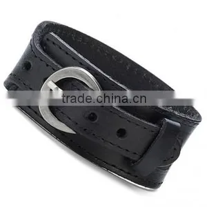 New Adjustable Men Leather Wristband Buckle Cuff Bangle Bracelet thumbnail-1