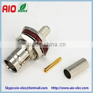 50 Ohm 3 Piece 50 Ohm BNC Female Bulkhead Crimp Connector RG58 thumbnail-1