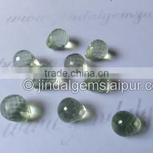 Good Quality Green Amethyst Faceted Half Drill Drops Loose Gemstone thumbnail-1