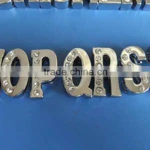 Produce Wholesale Zinc Alloy Half Side Diamonds DIY 18mm Rhinestone Alphabet Slide Bracelets Letters thumbnail-5