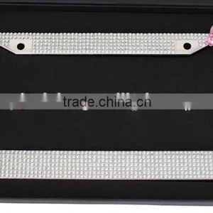 Diamond Pink Bow Girls Bling Crystal License Plate Frames thumbnail-4