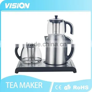 8995T-H3 Electric Stainless Steel Tea Kettle Set With Turkish Kettle thumbnail-1