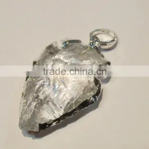 Raw Natural Arrowhead Crystal Quartz Pendant thumbnail-1