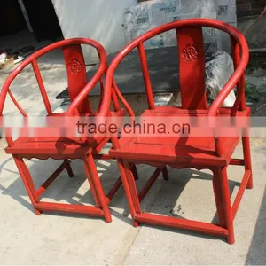 Commercial Furniture, Antique Pine Wood Red Chair thumbnail-2