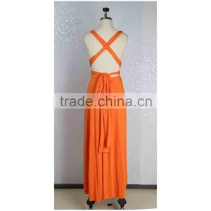 Women Bridesmaid Solid Wrap Convertible Multi Way Long Maxi Dress For Cocktail Gown thumbnail-4