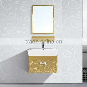 Hot Selling Gloden Design Stainless Steel Bathroom Vanity With Shelf thumbnail-1