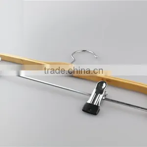 Bulk Cheap Laminated Clothed Wooden Hanger With Clips Quality Choice thumbnail-3